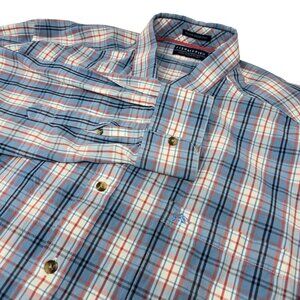 Fishhippie Solace Collection Button Down Dress Shirt Men's XL Blue‎ Red Plaid